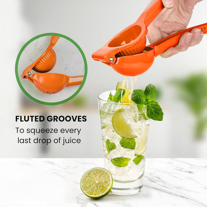 Orange Squeezer - Single Bowl Metal Citrus Juicer Extracts Oranges In Seconds - Easy To Squeeze Manual Press Juicer