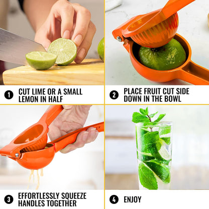 Orange Squeezer - Single Bowl Metal Citrus Juicer Extracts Oranges In Seconds - Easy To Squeeze Manual Press Juicer