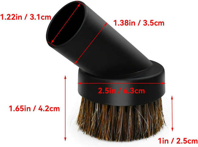 2 Pcs Black Round Dust Brush 25mm Horse Hair for 1.2-1.22in Hose Vacuum Cleaners Accessories Main Image