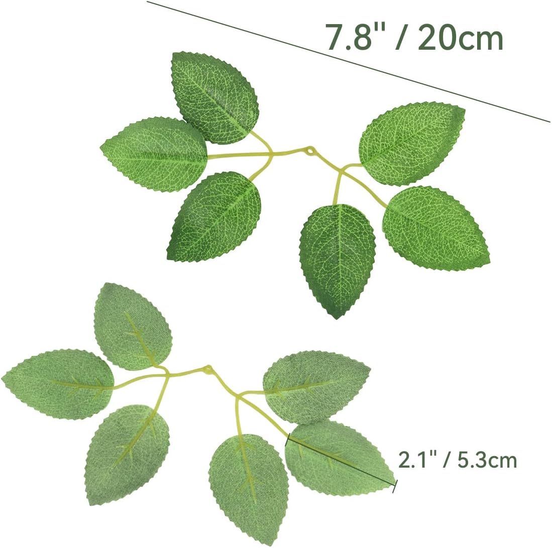 50pcs Artificial Green Leaves, Rose Leaves Artificial, Bulk Fake Leaves Greenery Leaves for DIY Wedding Birthday Party Bridal Shower Bouquets Centerpieces Home Decorations