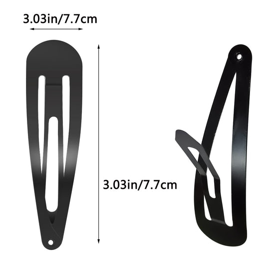 30 Pcs Snap Hair Clips, 3.1 Inch Big Size Barrettes Women No Slip Metal Snap Hair Clips Large Hair Pins(Black)