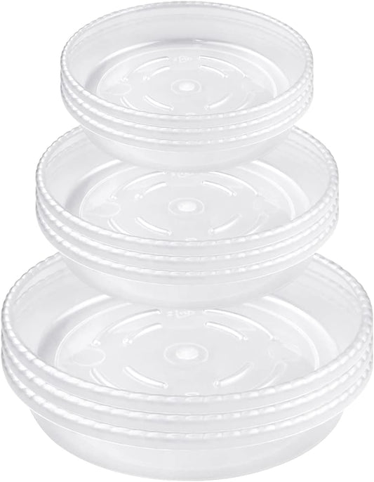 9 Pack Clear Plastic Plant Saucer, Durable Plant Trays Flower Plant Pot Saucer Plant Container Accessories for Indoors & Outdoors, Stop Messes & Stains in Your Garden (6"+8"+10")