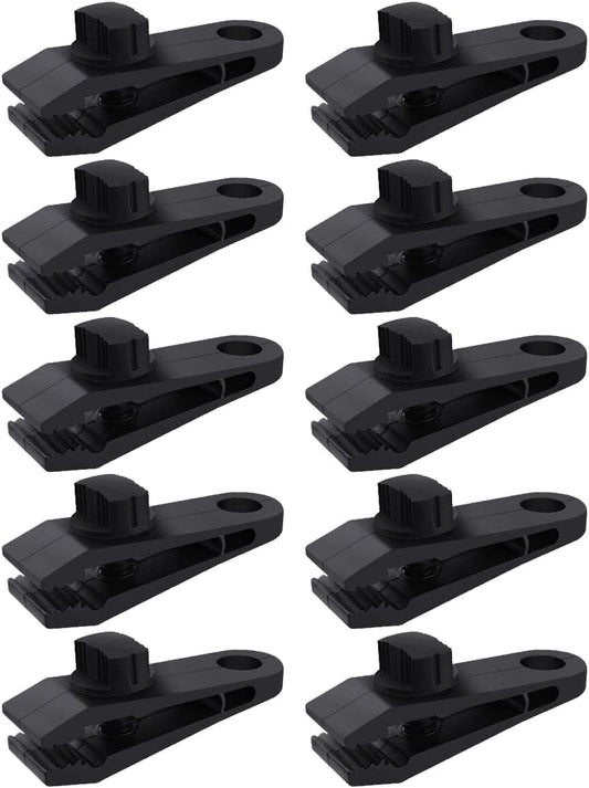 10 Pcs Heavy Duty Tarp Clips Shark Tent Fasteners Clips Holder for Car Covers, Outdoor Camping, Awnings, Swimming Pool Covers Black.