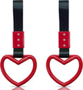 2 Pieces Heart-shaped Jdm Tsurikawa Rings SUV Bus Car Handle Straps Japanese Bosozoku Subway Ring for Car Warning and Interior Exterior Decoration (Red/Black)
