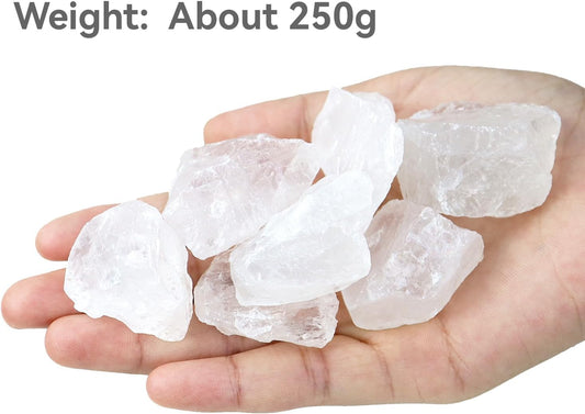 0.55 lb Natural Raw Stones Rough Stones Crystal 1.25-2.0" Healing Crystals for DIY, Tumbling, Wire Wrapping, Meditation, Decoration, Fountain Rocks (Clear Quartz).