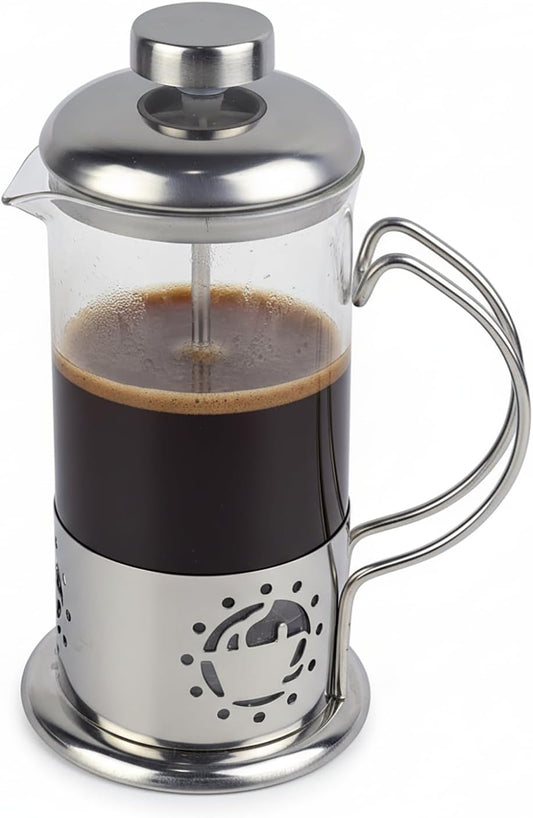 Single Serve French Press Coffee Maker – 12 oz Mini Stainless Steel & Glass Brewer for 1 Cup, Portable & Affordable Manual Coffee Press with Fine Mesh Filter for Home, Travel, or Camping