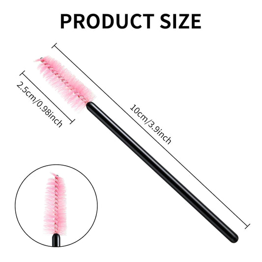 500PCS Disposable Lash Spoolies, Eyelash Eyebrow Brush for Extensions, Mascara Wands, Lash Extension Supplies, Eye Makeup Brushes & Tools, Pink