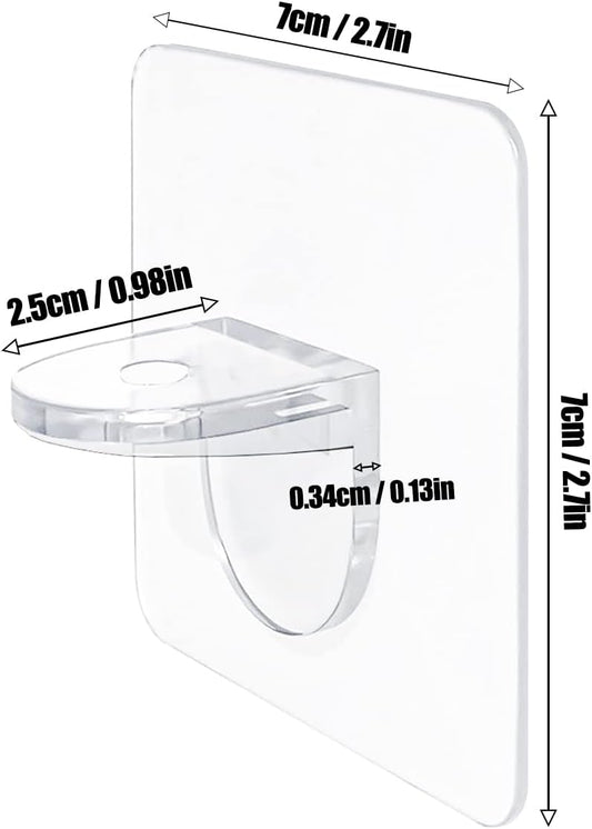Adhesive Shelf Bracket 2.8" Punch Free Shelf Support Pegs Nail-Free Shelf Support Peg for Shelves, Kitchen Cabinet, Book Closet, Clapboard Layer (24Pcs)
