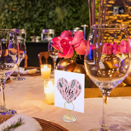 30 Pack Gold Table Number Holders with Clear Base – Metal Place Card Holders for Table, Photo Picture Stands Card Holders for Wedding Party Banquet Restaurant Events (Gold)