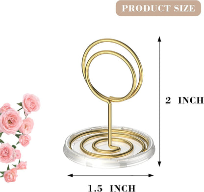 30 Pack Gold Table Number Holders with Clear Base – Metal Place Card Holders for Table, Photo Picture Stands Card Holders for Wedding Party Banquet Restaurant Events (Gold)
