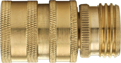 Garden Hose Quick Connect Fittings, 3/4 Inch GHT Solid Brass, Quick Connector Set, 2-Pack