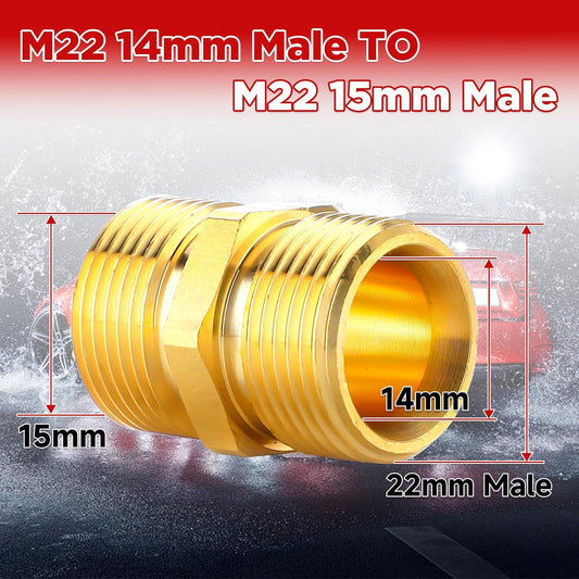Pressure Washer Adapter, Metric M22 15mm Male Thread to M22 14mm Male Fitting, 4500 PSI, 2 Pack