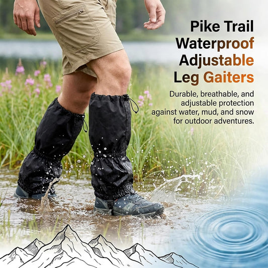 1Pair Adjustable Leg Gaiters - Lightweight Waterproof Leg Guards for Men & Women - Anti-Mosquito Bites Gators for Hiking Boots - Hiking Essentials for Hunting, Trekking & Fishing.