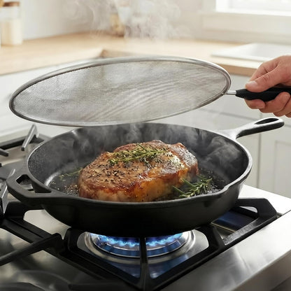 2-Pack Splatter Screen for Frying Pan - 8'' 10'' Stainless Steel Grease Splatter Guard - Cover Oil Splash when Sizzling Bacon - Fine Mesh Cover, Splatter Screen for Frying Pan, Cooking Pots