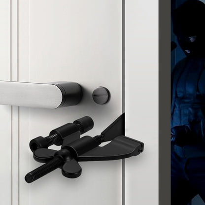 Portable Door Lock - Extra Security for Hotels & Travel - Self-Adhesive No Drilling Required - Black - 1 Piece.