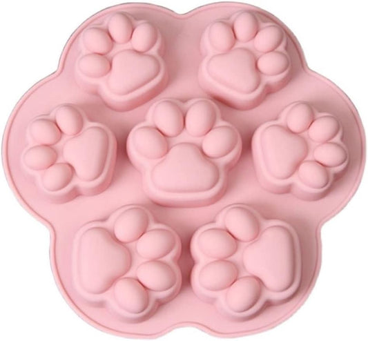 7-Cavity Silicone Cat Paw Mould Chocolate Fondant Ice Cube Tray Food Safe Baking Mold.