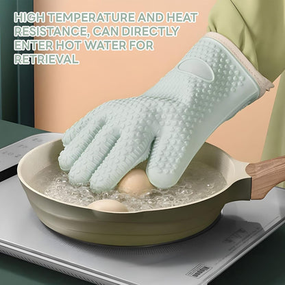 Light Green Heat Resistant Oven Gloves for Baking and Cooking - 1 Pair