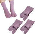 3 Pairs Women's Split Toe Slipper Socks Purple.