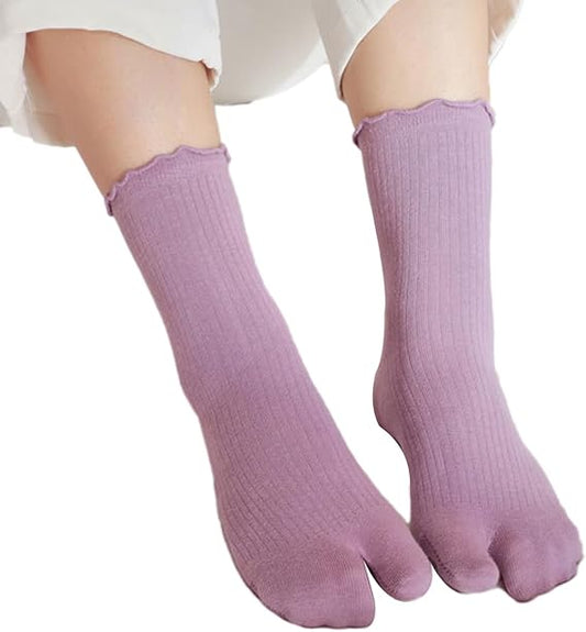 3 Pairs Women's Split Toe Slipper Socks Purple.