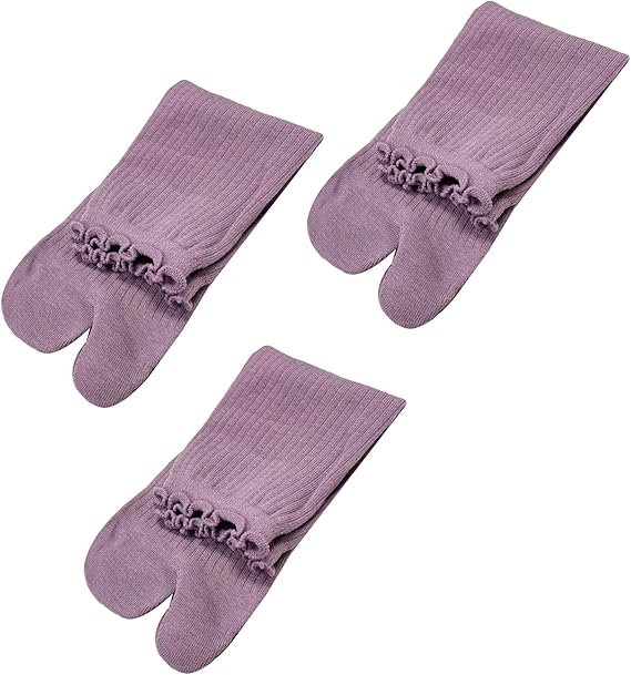 3 Pairs Women's Split Toe Slipper Socks Purple.