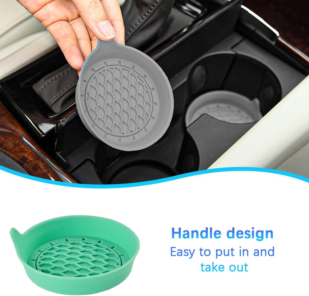 Car Silicone Anti-Slip Mats - Interior Accessories - Green - Pack of 4.