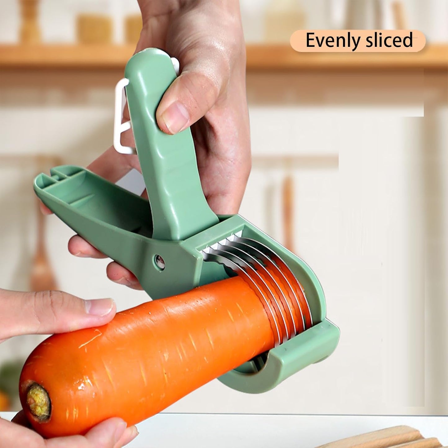 Adjustable Mandoline Slicer with Handle and Safety Guard - Cuts 6 Slices at Once - Vegetable Cutter for Cucumber Carrot Potato - 2 Pack