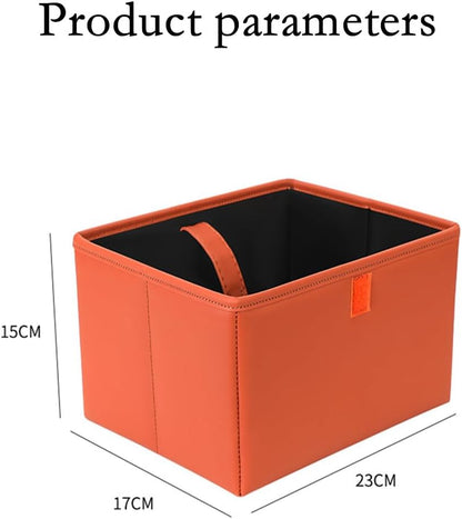 Foldable Car Trash Bin & Organizer Leakproof Waterproof PU Leather Orange.