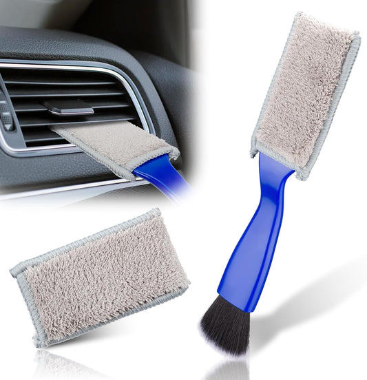 2-in-1 Interior Cleaner Brush for Car Ventilation & Dashboard - Microfiber Dust Cleaning Tool.