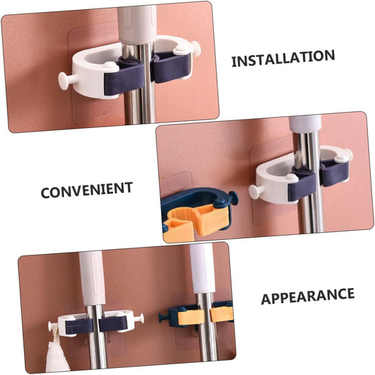 Adhesive Wall Hooks Set of 4 No Drill Hanging System for Kitchen and Garage.