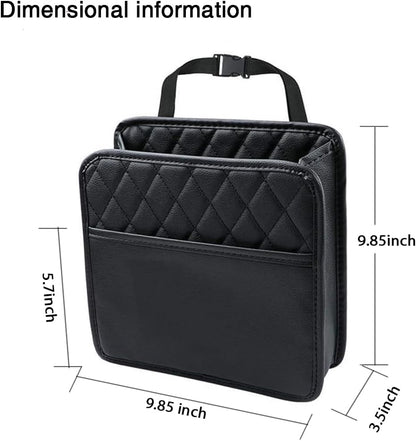 Car Seat Organizer 2 Pack - Black Backrest Storage Bag with Pockets - Car Interior Accessory.