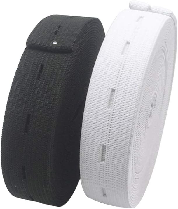 2 Pack Adjustable Elastic Waistbands 5 Meters Black & White Universal Fit for Pants All Sizes Clothing.