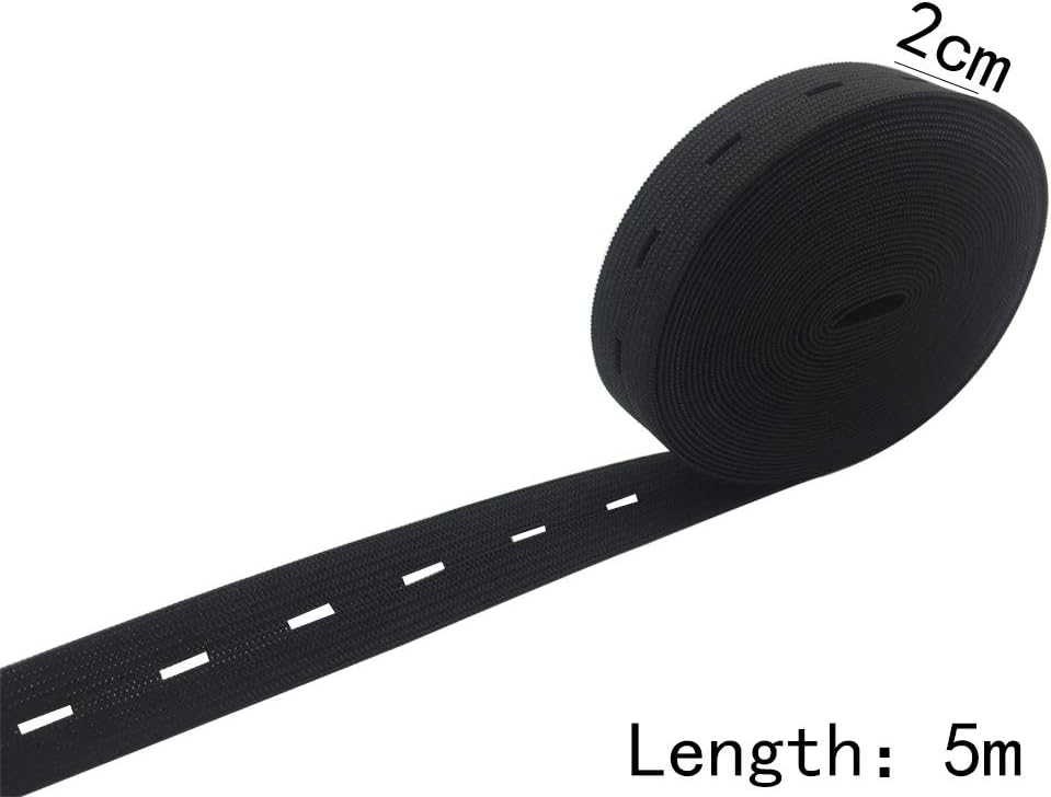 2 Pack Adjustable Elastic Waistbands 5 Meters Black & White Universal Fit for Pants All Sizes Clothing.