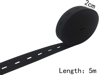 2 Pack Adjustable Elastic Waistbands 5 Meters Black & White Universal Fit for Pants All Sizes Clothing.