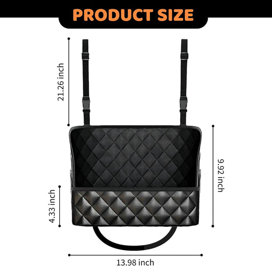 Car Seat Back Organizer with Storage Pockets - Black Vehicle Interior Accessory.