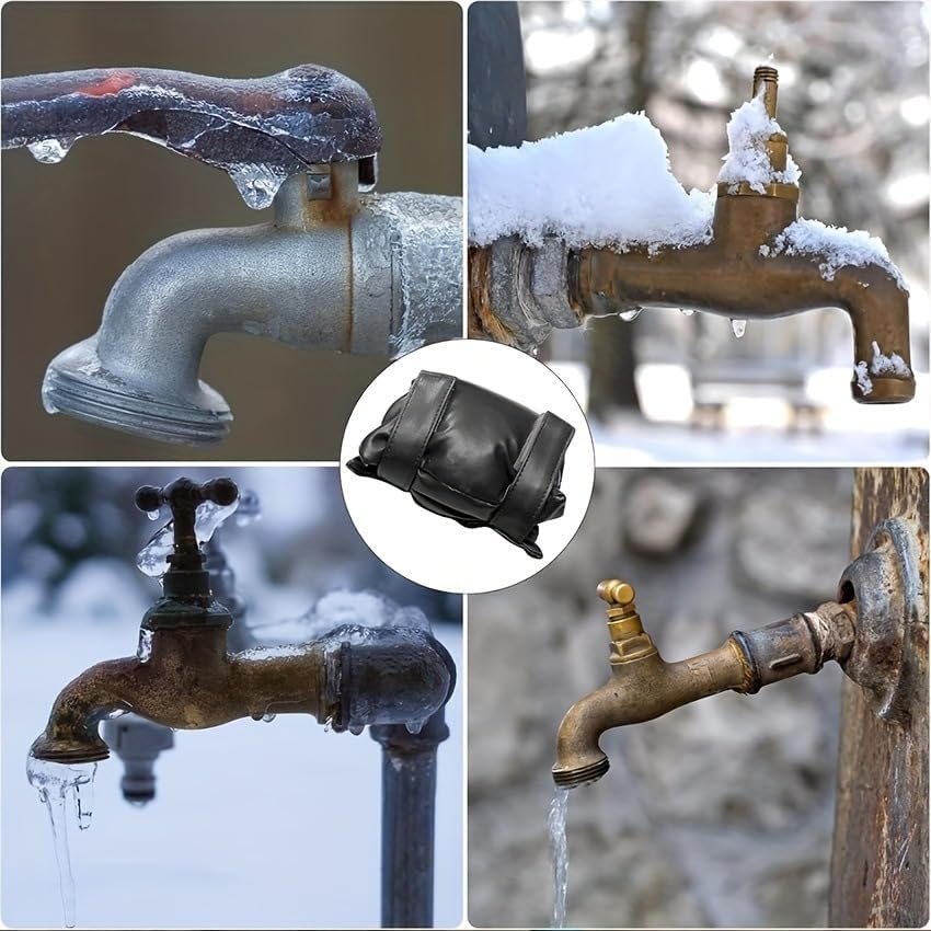 2 Pack Black Outdoor Faucet Cover Winter Freeze Protection Waterproof Insulated Garden Tap Sleeve Universal Cold Weather Shield.
