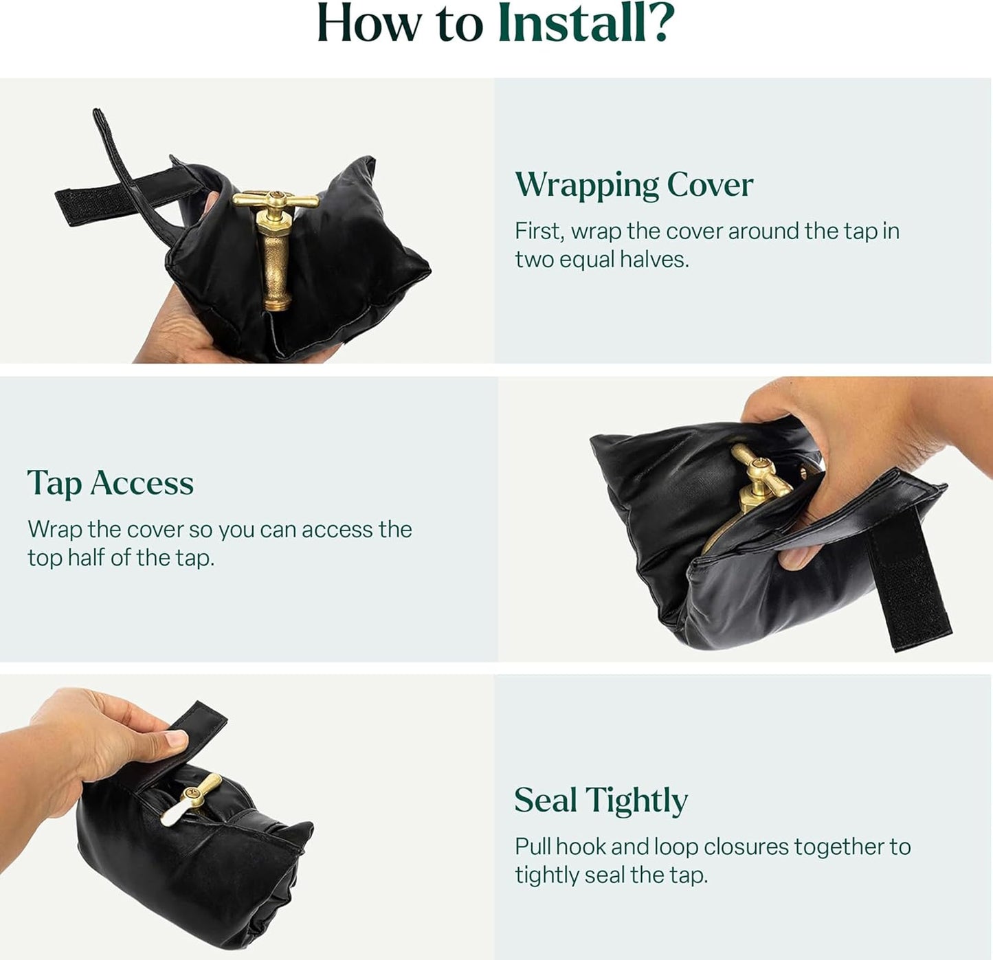 2 Pack Black Outdoor Faucet Cover Winter Freeze Protection Waterproof Insulated Garden Tap Sleeve Universal Cold Weather Shield.