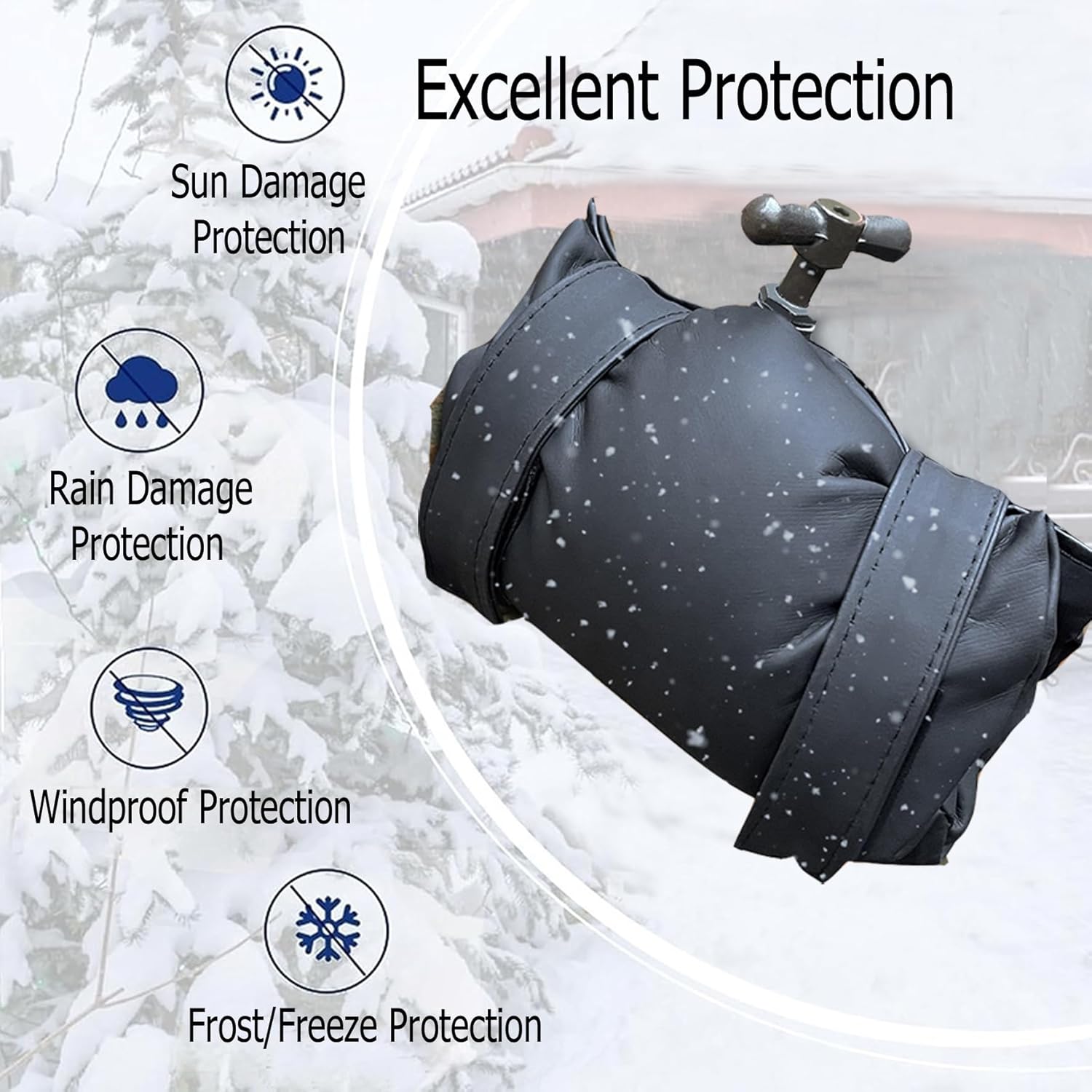 2 Pack Black Outdoor Faucet Cover Winter Freeze Protection Waterproof Insulated Garden Tap Sleeve Universal Cold Weather Shield.