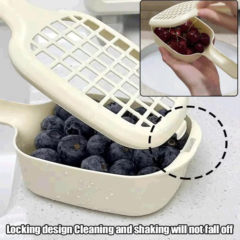 2-in-1 Sink Strainer Colander 2-in-1 Sink & Strainer Handy Shake and Drain System for Vegetables Fruit & Salad Large Capacity Yellow.