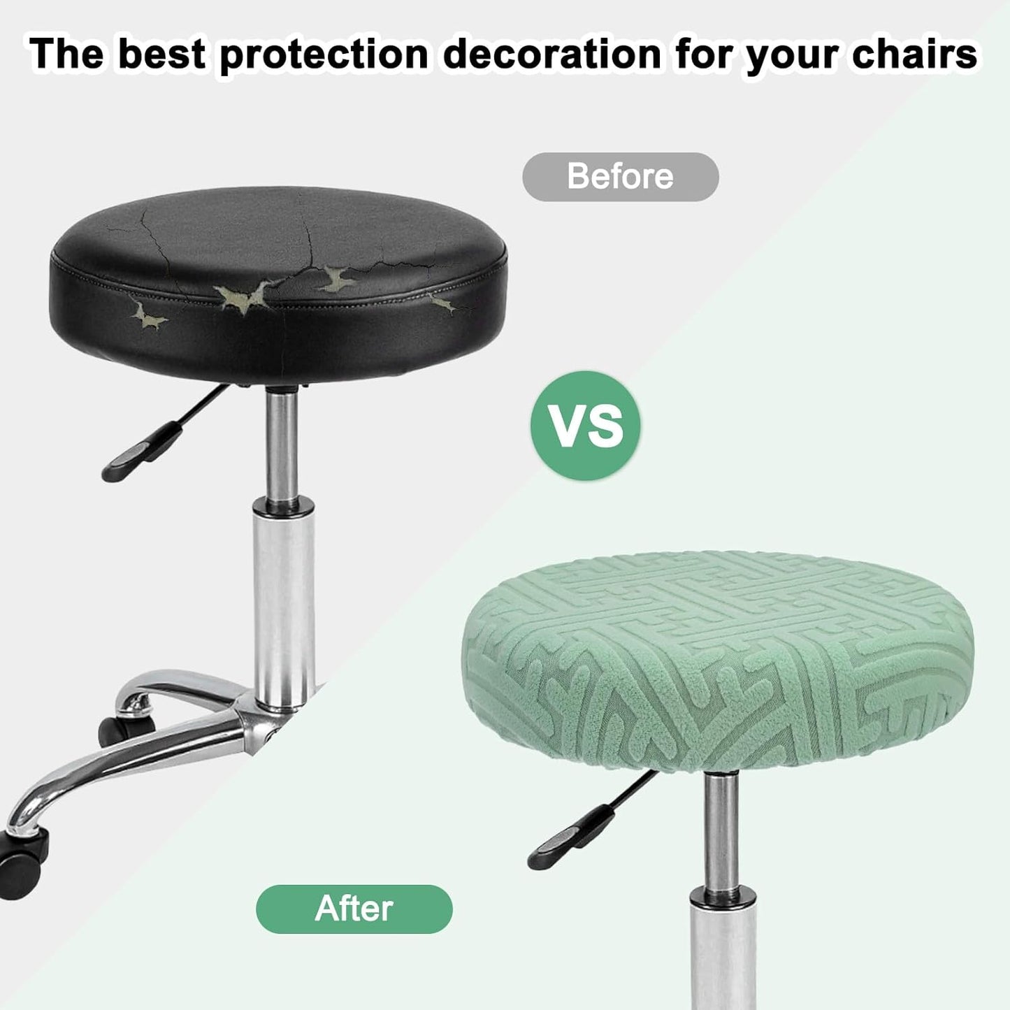 Elastic Chair Cover Round 30-36cm Mint Green Washable Stretchable Stool Cover