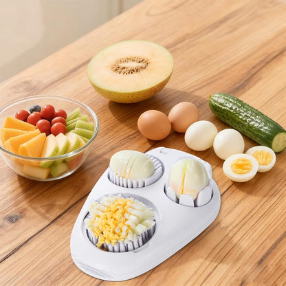 3-in-1 Egg Slicer - Perfect Slices & Chunks - Multifunctional Cutter for Eggs Soft Fruits and Vegetables