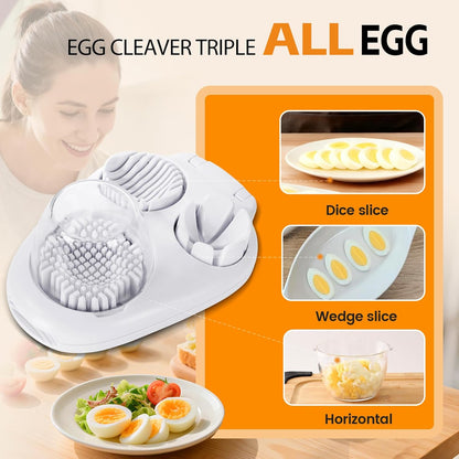 3-in-1 Egg Slicer - Perfect Slices & Chunks - Multifunctional Cutter for Eggs Soft Fruits and Vegetables
