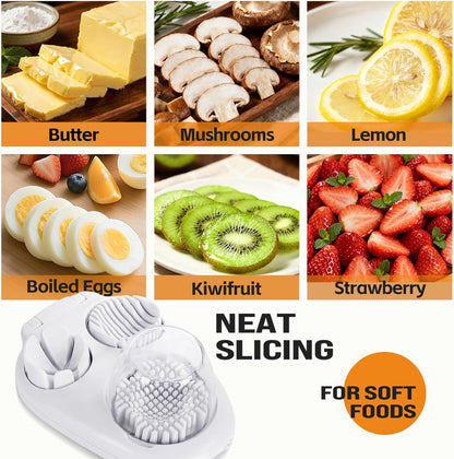 3-in-1 Egg Slicer - Perfect Slices & Chunks - Multifunctional Cutter for Eggs Soft Fruits and Vegetables