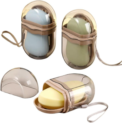 Travel Soap Case Set of 2 Leakproof with Soap Saver for Vacation Sports and Home.