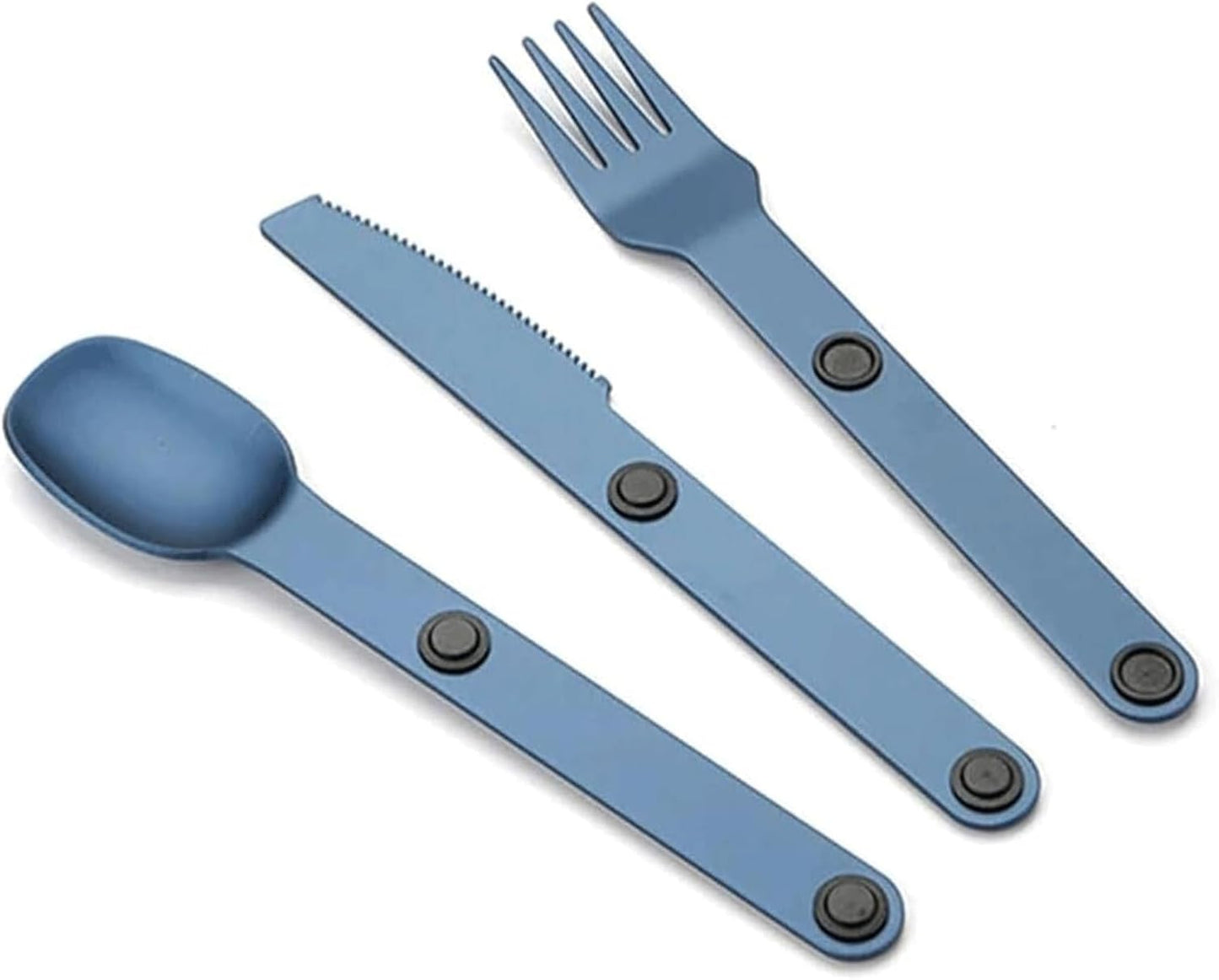 Magnetic Camping Cutlery Set 3 Piece Aluminium - Lightweight Fork Knife Spoon - Compact Outdoor Picnic Utensils Grey.