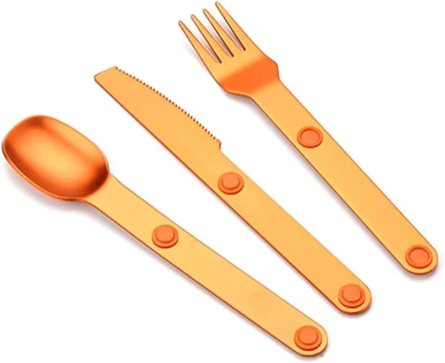 Magnetic Camping Cutlery Set 3 Piece Aluminium - Lightweight Fork Knife Spoon - Compact Outdoor Picnic Utensils Grey.