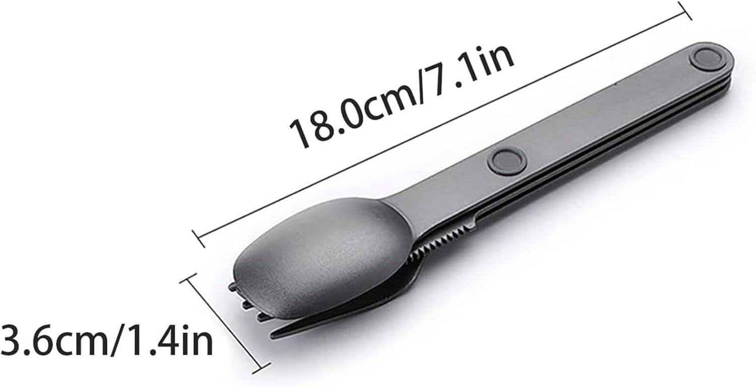 Magnetic Camping Cutlery Set 3 Piece Aluminium - Lightweight Fork Knife Spoon - Compact Outdoor Picnic Utensils Grey.