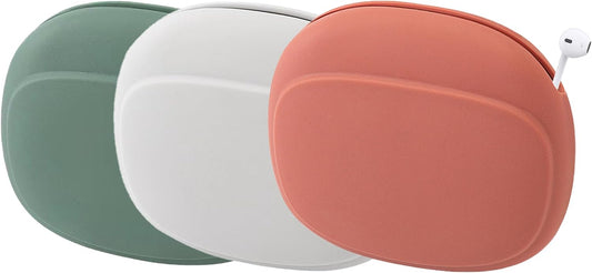 3 Pack Headphone Case Grey Red Green Portable Wireless Cable Storage Organizer for Mobile Phone Accessories.
