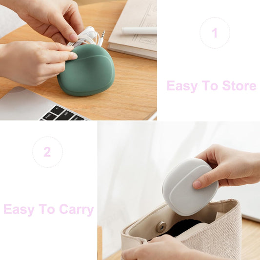 3 Pack Headphone Case Grey Red Green Portable Wireless Cable Storage Organizer for Mobile Phone Accessories.
