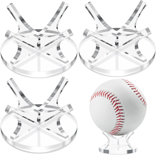 3 Piece Acrylic Ball Display Stand Holder for Baseball Golf Softball Tennis and Other Sports Balls.