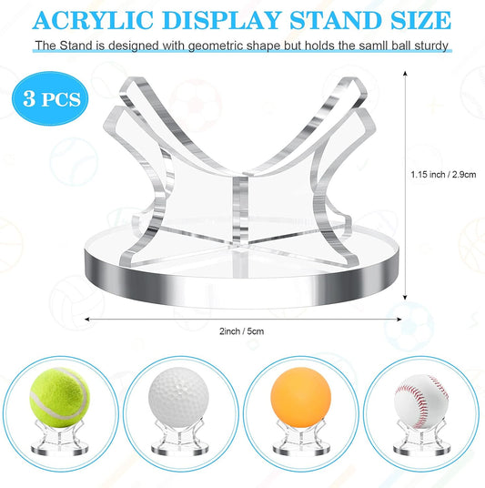 3 Piece Acrylic Ball Display Stand Holder for Baseball Golf Softball Tennis and Other Sports Balls.